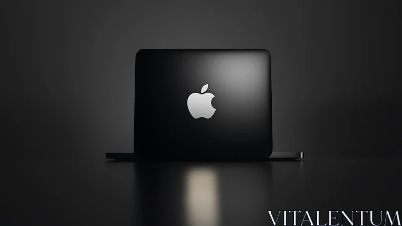 Moody minimalist laptop glowing in a calm dark studio.