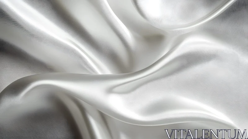 Smooth White Silk Fabric with Elegant Draped Folds, Photorealistic.