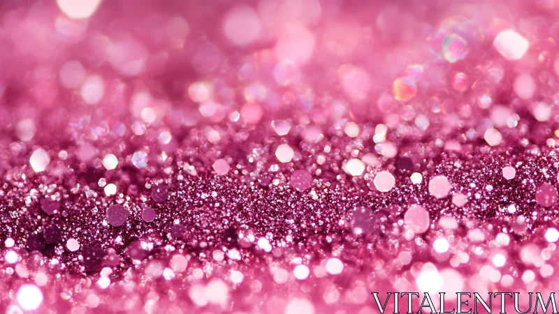 Macro bokeh pink glitter field with shallow depth of focus.