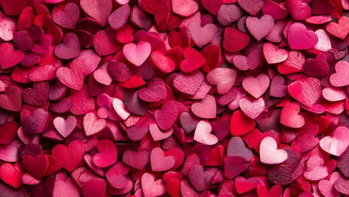 Layers of Love: Heart Confetti in Pink and Red.
