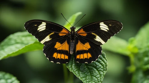 Butterfly orchestra pauses mid-concert on emerald leaves