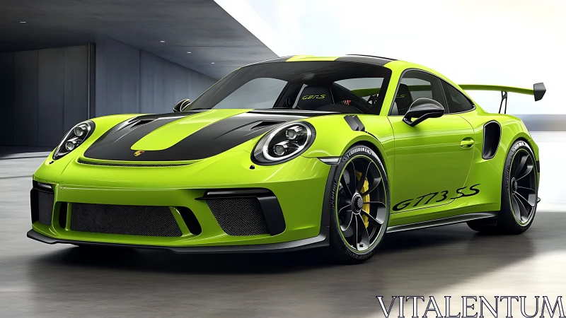 Lime green supercar poised for a smooth, high-speed escape.