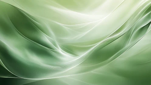 Soft Green Abstract Waves with Gentle Gradient Light Effect.