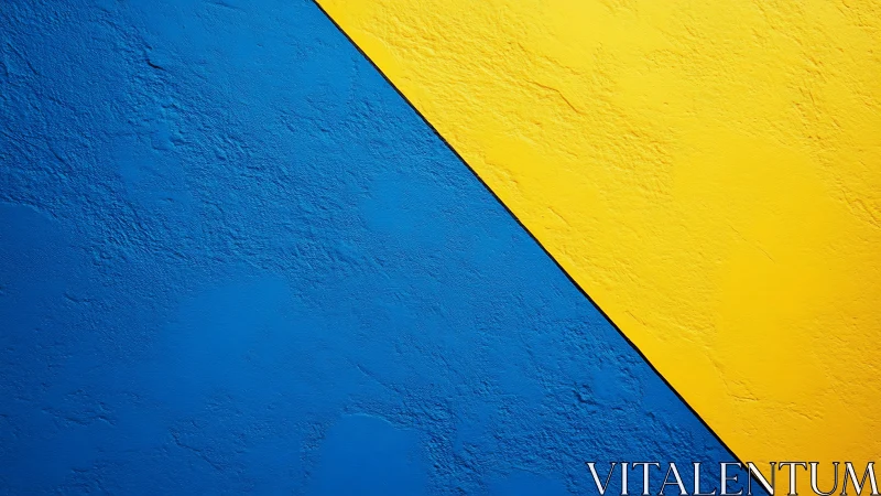 Bold blue and yellow diagonal wall invites a playful mood