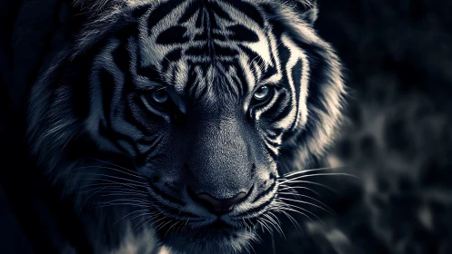 Moonlit tiger gaze captures silent power and wild grace.