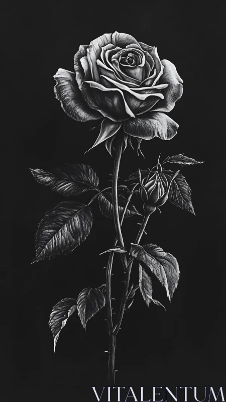 Midnight rose study in silver light and quiet drama.