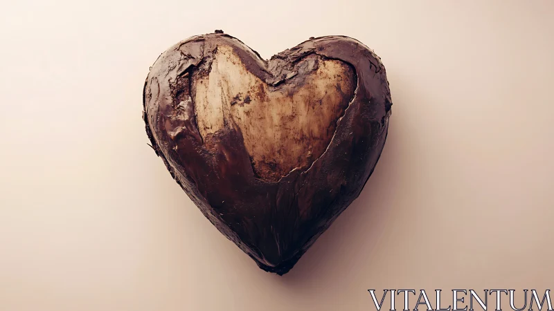 Sculptural Heart Form: Weathered Bronze Textural Study.
