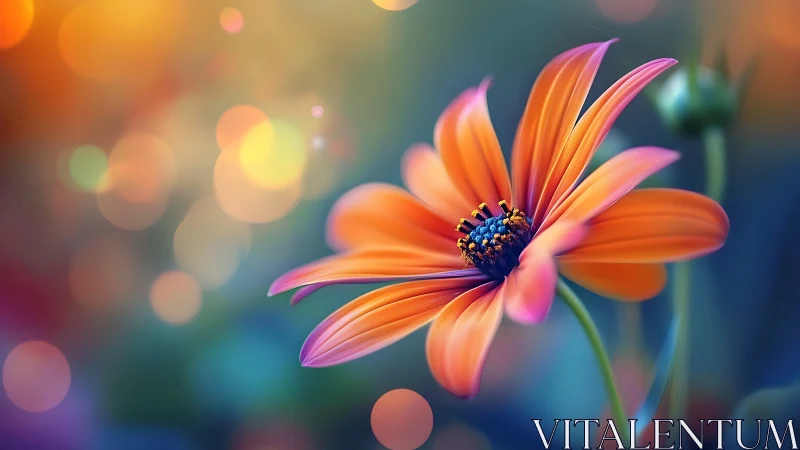 Chromatic Bloom: Digital Daisy in Twilight's Glow.