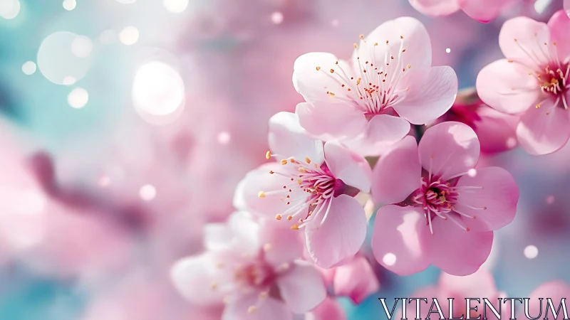 Pink flowers in shallow focus with blurred bokeh background