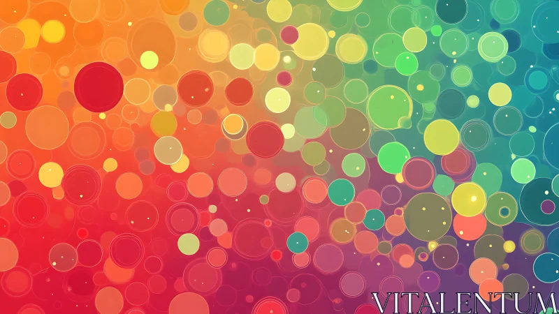 Bubbling rainbow orbits in a dreamy circular color storm.