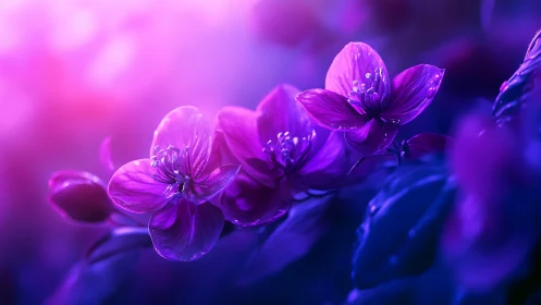 Neon Orchid Dreamscape: Luminous Petals in Purple Haze.