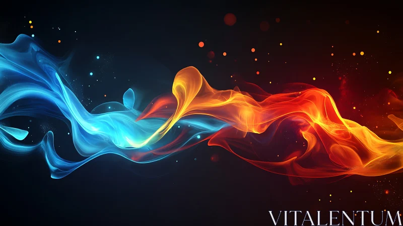 Blue and Orange Energy Streams on Dark Background.