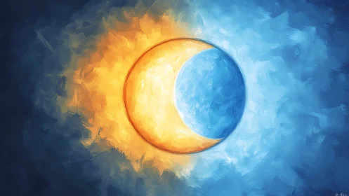 Solar crescent sips moonlight while twilight swirls around