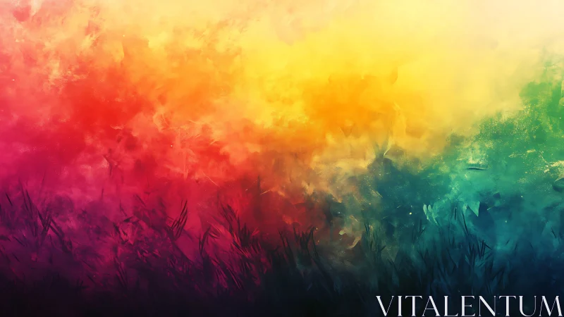 Abstract gradient field shows vivid warm to cool color transition