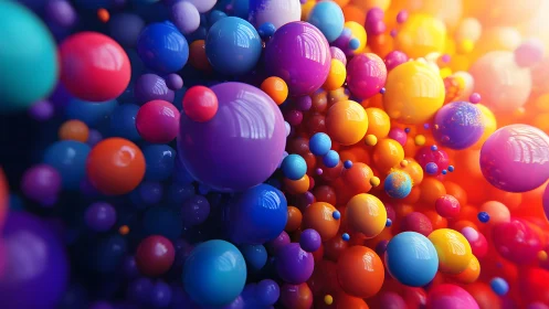 Vivid 3D spheres explode in a dynamic spectrum of color