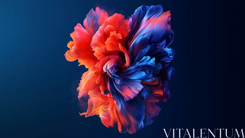 Volumetric color plume forms radial abstract bloom on dark field