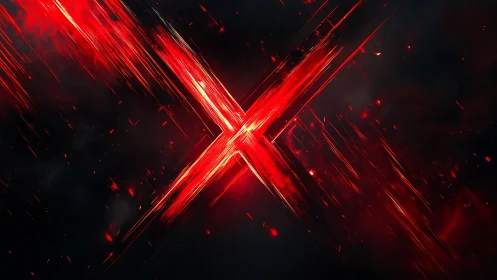 High-energy red X streaks on dark smoky abstract background
