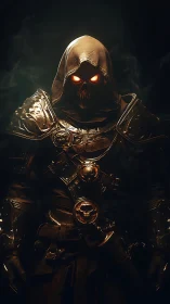 Hooded warlock smolders in molten armor under abyssal haze