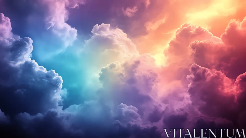 Gentle rainbow clouds drifting through a painted sky.