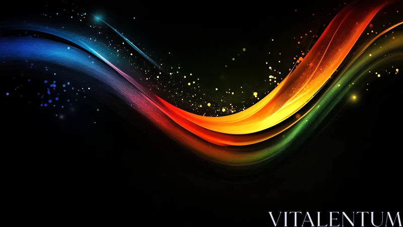 Multicolored luminous waveforms on black digital gradient field