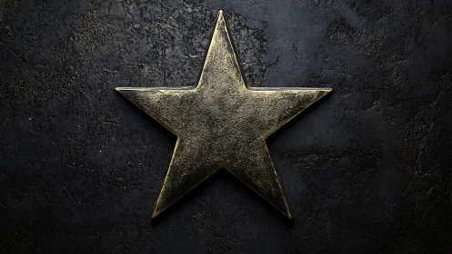 Textured gold star emblem on dark concrete backdrop.