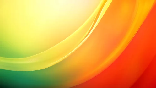 Bold yellow wave across warm red and green gradient background.