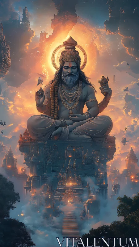 Skyborne sage anchors a glowing temple of drifting clouds