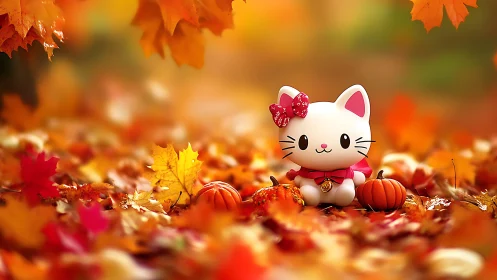 Kitty's Cozy Fall Adventure in Autumn Leaves.