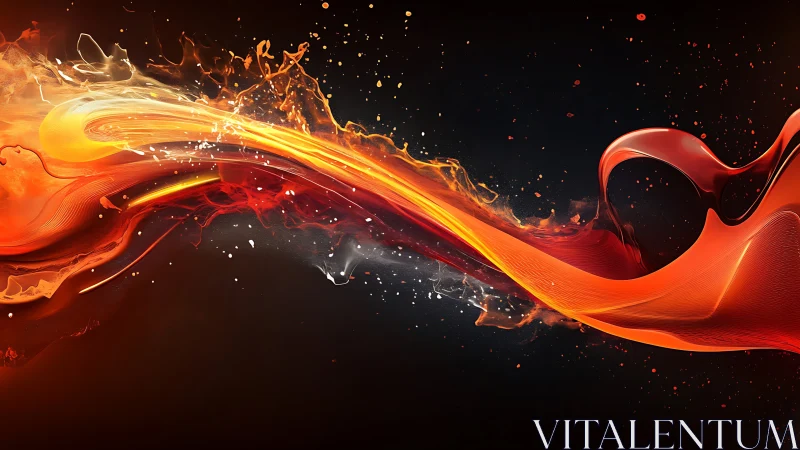 Fiery orange and red energy wave on dark background.