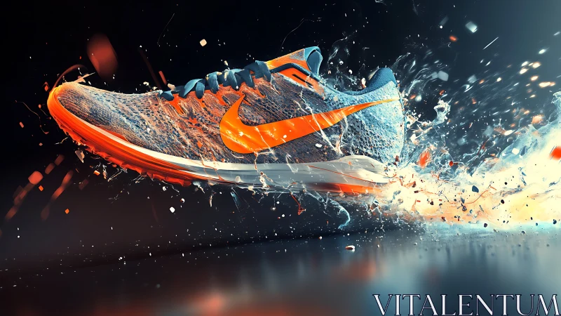 Kinetic running shoe in explosive fluid dynamics render.