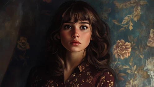 Hyperreal digital portrait isolates a pensive young woman