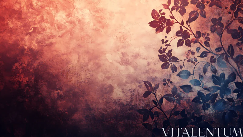 Digital floral silhouette on textured warm gradient field.