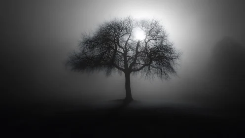 Solitary winter tree swallowing the pale ghost of dawn.