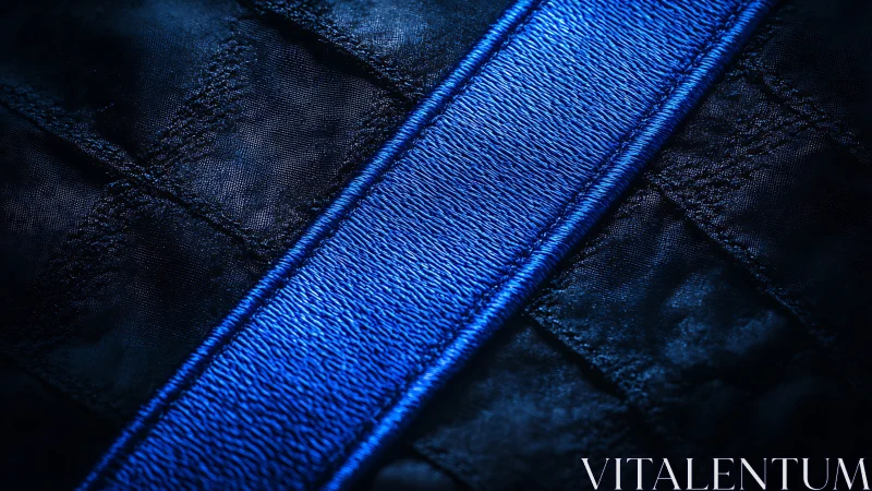 Bold blue fabric stripe glowing against soft dark folds.