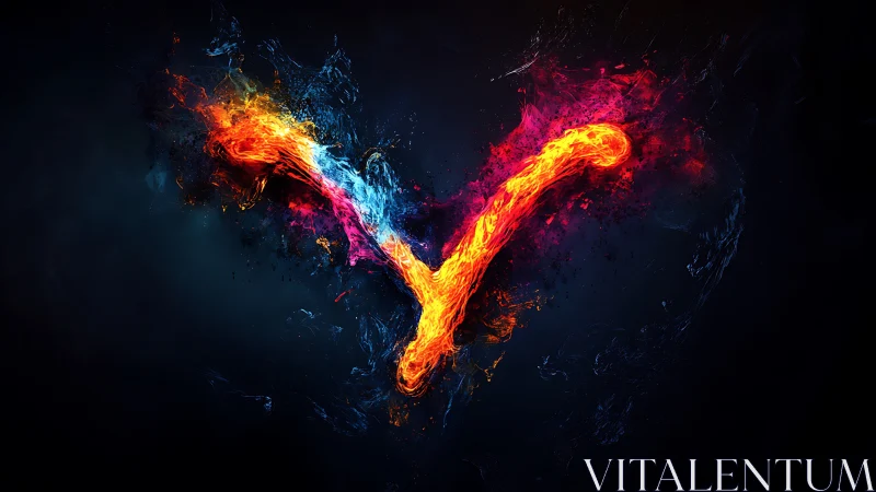 Fiery bifurcated energy arc with prismatic plasma core on black