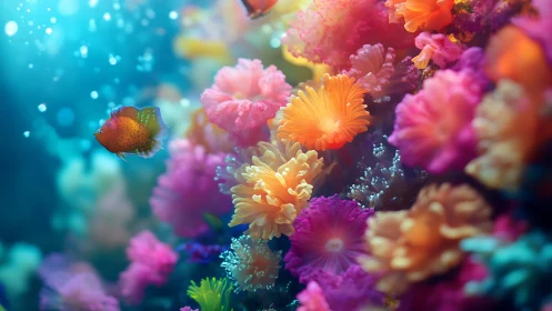 Vibrant Underwater Garden With Luminous Coral.