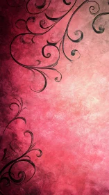 Ornate black flourishes on textured crimson gradient backdrop.