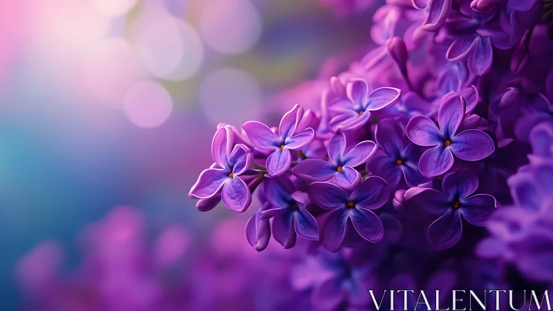 Purple Lilac Flowers in Close-up Focus with Blurred Background