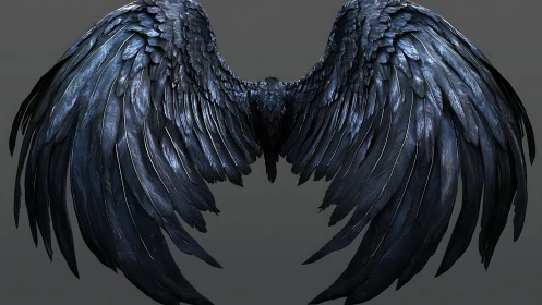 Midnight storm wings unfurl like forged obsidian armor