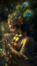 Krishna’s gentle flute song in glowing celestial colors.