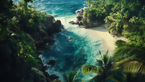 Tropical Coastal Sanctuary: Aerial Perspective of Secluded Beach.