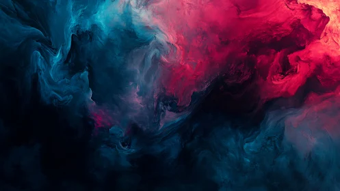 Nebula clouds swirl in vivid teal and crimson gradients.