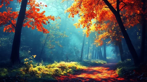 Amber Canopy Portal: Where Autumn Bleeds into Infinity.