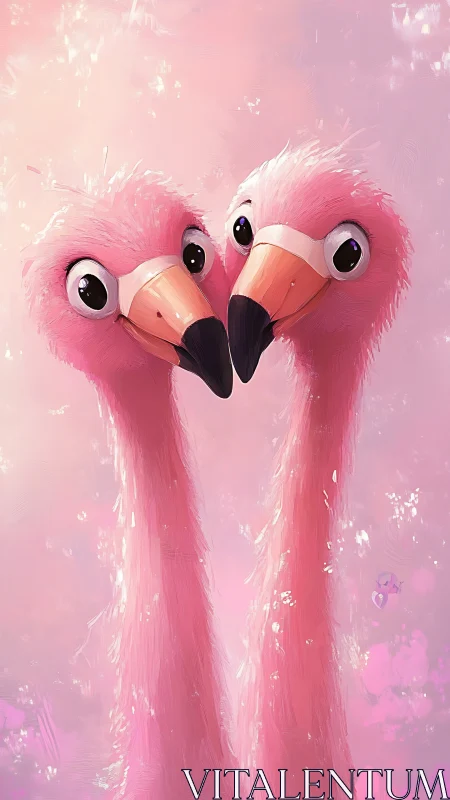 Two Pink Flamingos Share an Adorably Goofy Moment Together