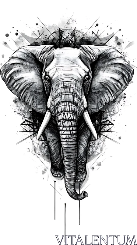 Bold elephant portrait steps forward in striking ink art