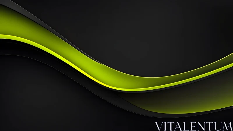 Sleek black and neon green abstract waves digital background.