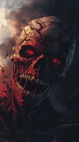 Burning skeletal horror with glowing crimson eyes unleashed.