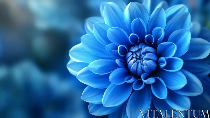 Blue Dahlia Flower in Soft Focus Light
