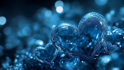 Crystalline Hearts in Cool Blue Light.