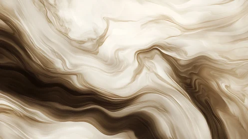 Layered sepia fluid dynamics form smooth marbled wave contours